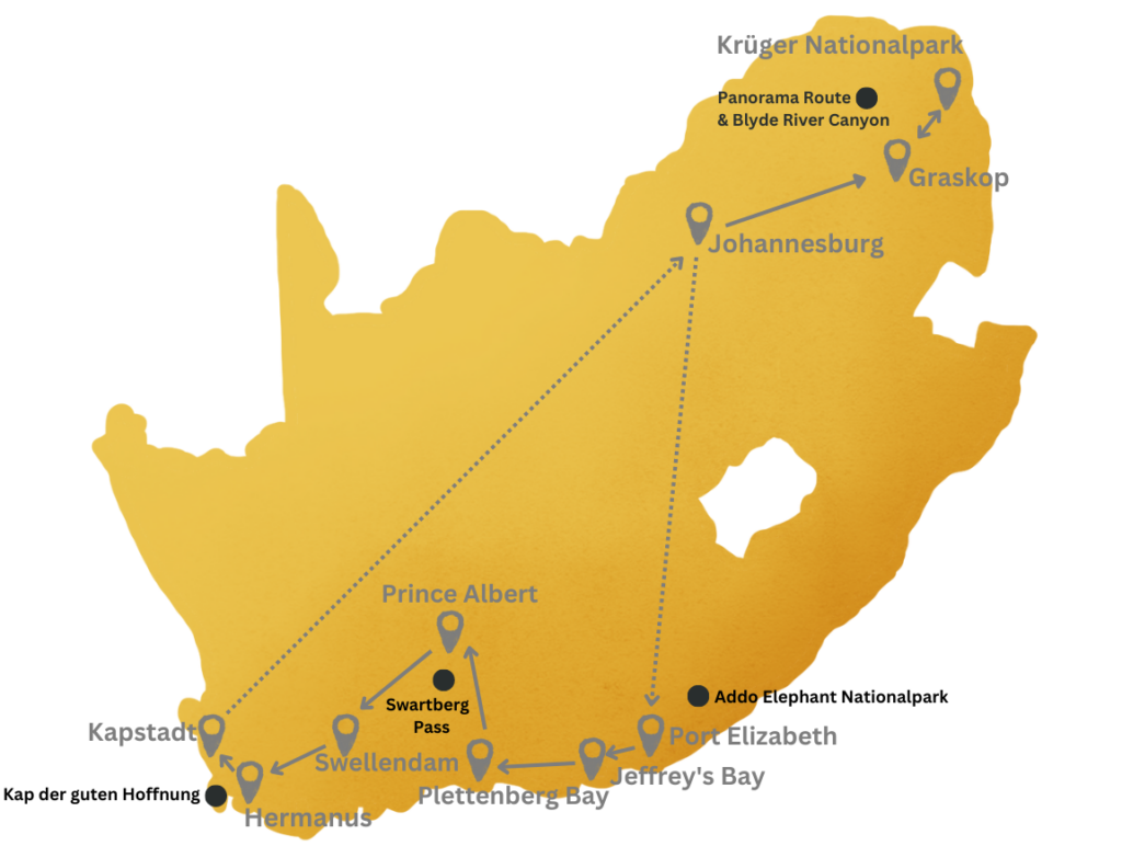 Südafrika Roadtrip Route